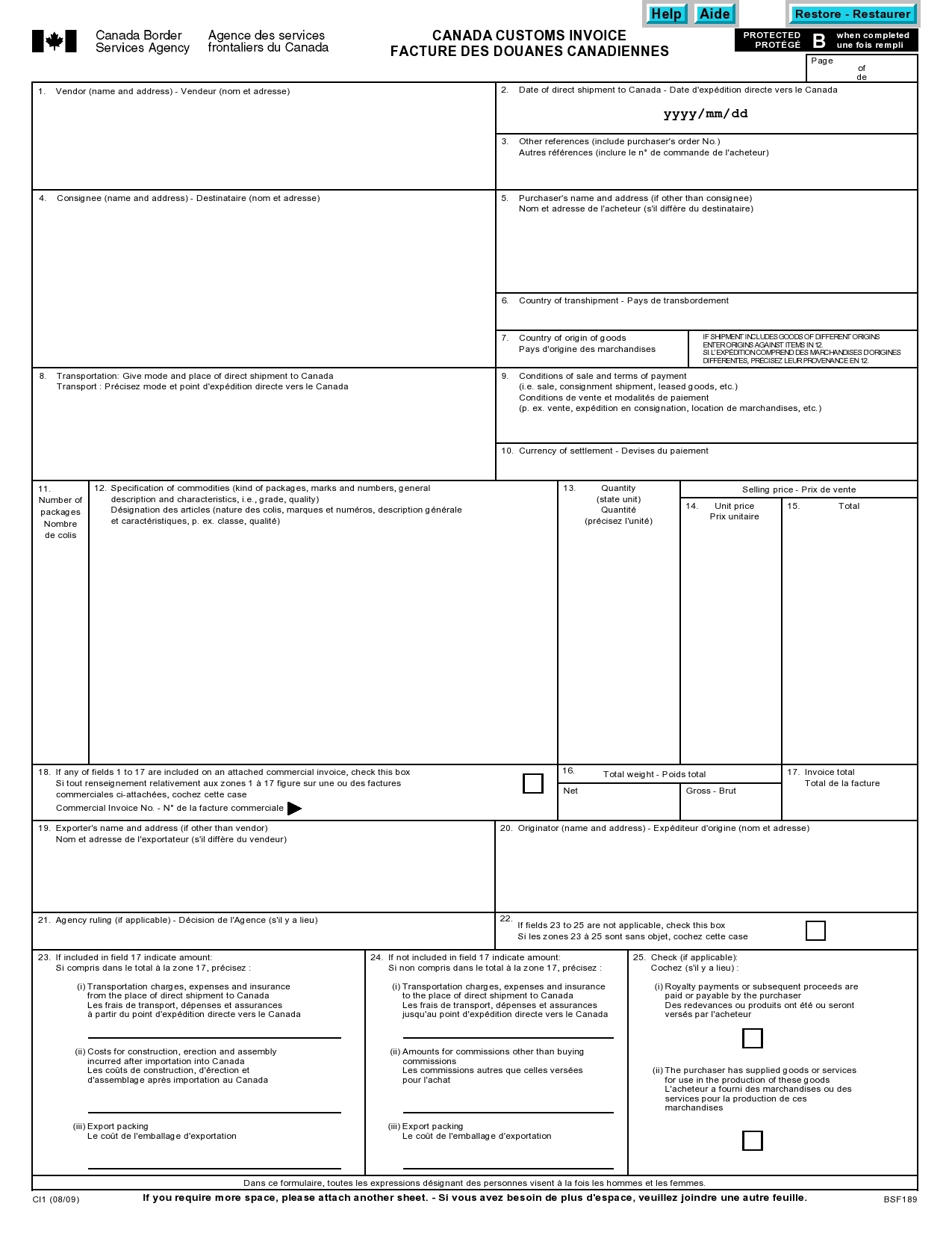 Clearit.ca | Canadian Customs Broker | Canada Customs Invoice