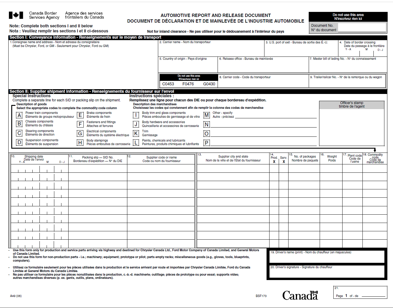 Automotive Report and Release Document