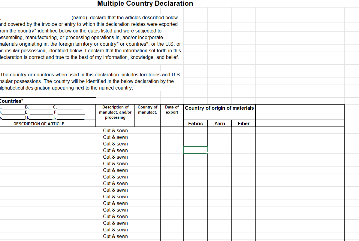 Textile Declaration