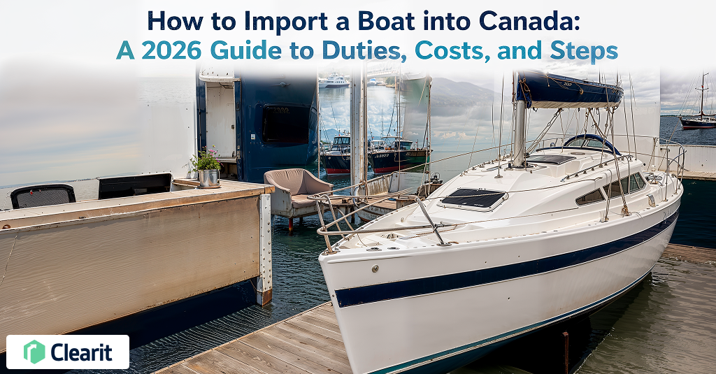 Boat at a marina representing how to import a boat into Canada in 2026